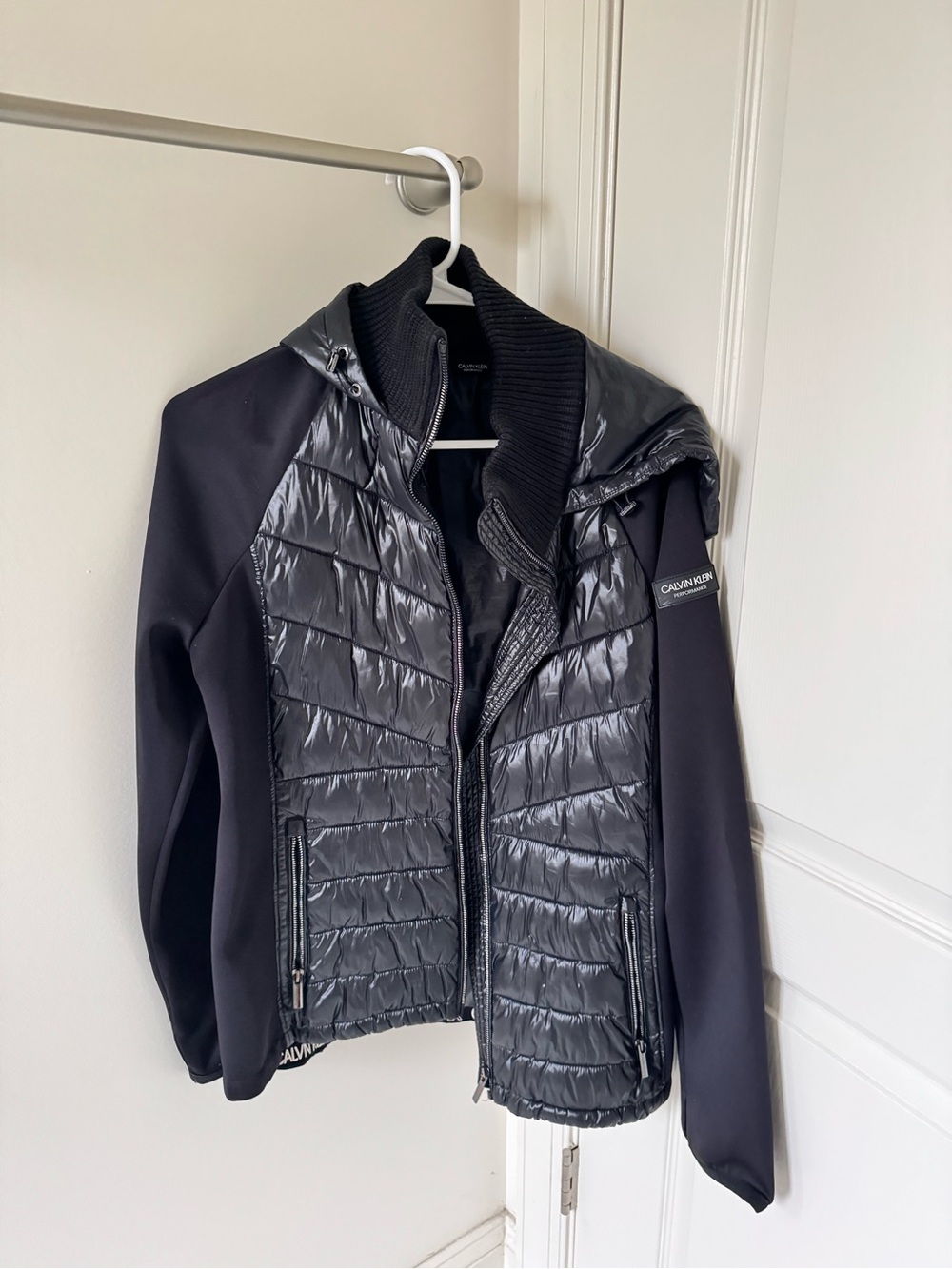 Calvin Klein Men's Black Quilted Hybrid Puffer Jacket